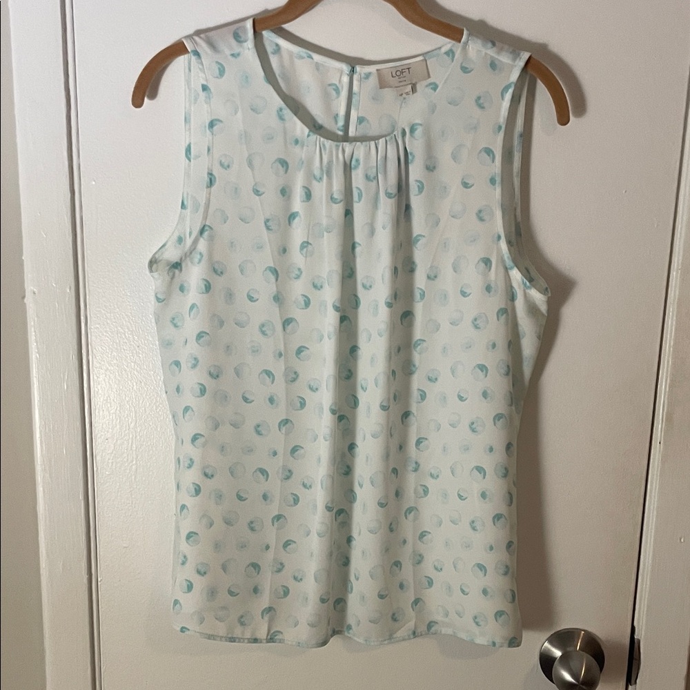 LOFT Sleeveless Top with Blue and White Pattern